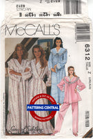 McCall's 6312, Robe, Nightgown in Two Lengths and Pajamas, Uncut, Factory Folded Sewing Pattern Plus Size 16-22