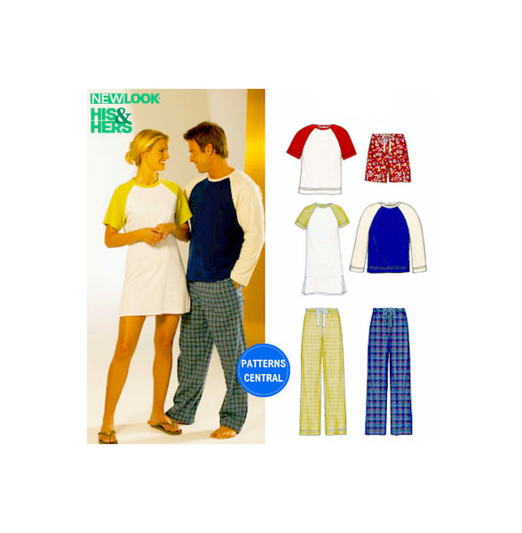 New Look 6321 Unisex Pajamas, Tops, Pants and Shorts, Uncut, Factory Folded Sewing Pattern Size 30-48