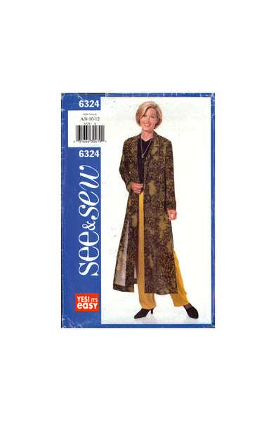 See&Sew 6324 Sewing Pattern Duster Pants Size 8-10-12 Uncut Factory Folded