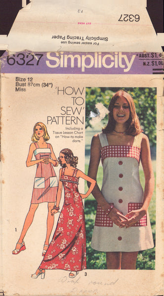 Simplicity 6327 Sewing Pattern, Dress, Size 12, Cut, Complete