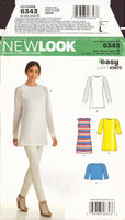 New Look 6343 Sewing Pattern, Top or Tunic, Size 6-18, Uncut, Factory Folded