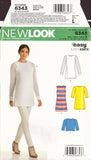 New Look 6343 Sewing Pattern, Top or Tunic, Size 6-18, Uncut, Factory Folded