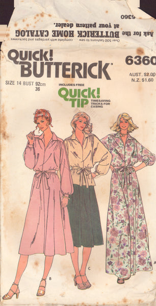 Butterick 6360 Sewing Pattern, Dress, Top, Belt and Skirt 14, Cut, Complete