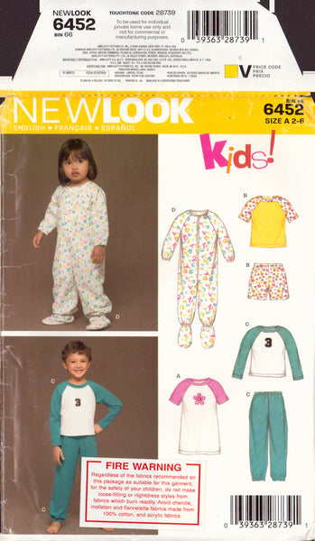 New Look 6452 Sewing Pattern, Toddlers' Top, Pants, Shorts and Romper, Size 2-6, Neatly Cut, Complete