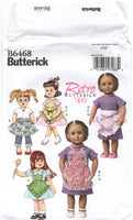 Butterick 6468 Vintage 18" Doll Aprons and Dress, Uncut, Factory Folded Sewing Pattern