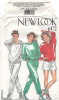 New Look 6472 Tracksuit Tops with Optional Hood, Pants and Shorts, Uncut, F/Folded Sewing Pattern Multi Size 8-18