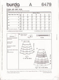 Burda 6479 Sewing Pattern, Skirt, Size 6-18, Uncut, Factory Folded