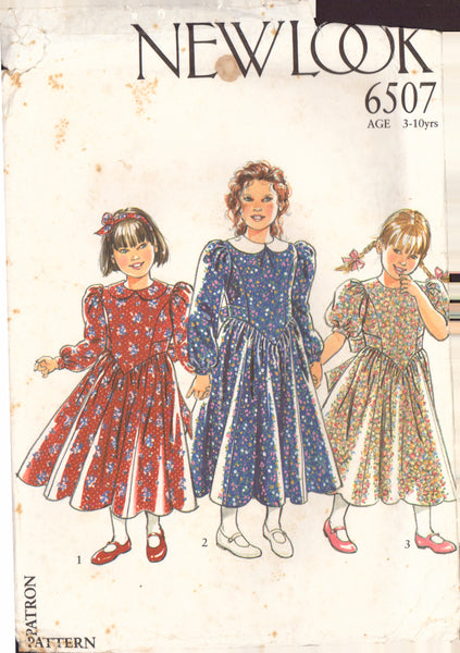 New Look 6507 Sewing Pattern, Girls' Dress, Age 3-10 yrs, Cut, Complete