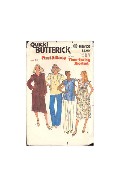 Butterick 6513 Sewing Pattern Maternity Dress Belt Tunic Pants Skirt Size 12 Uncut Factory Folded