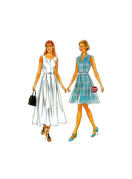 New Look 6514 Flared Skirt Dress in Two Lengths, Uncut, Factory Folded, Sewing Pattern Size 8-18