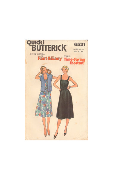 Butterick 6521 Jacket, Dress and Belt, Sewing Pattern, Size 14, Cut, Incomplete
