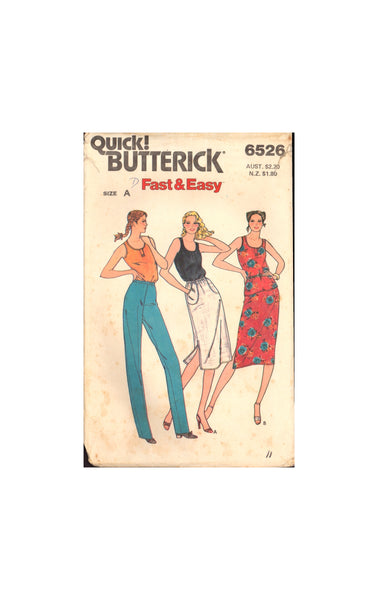 Butterick 6526 Sewing Pattern Junior Top Skirt Pants Size 5-7-9 CUT COMPLETE