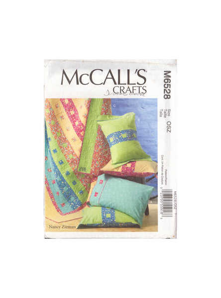 McCall's 6528 Sewing Pattern, Pillowcase, Sham and Quilt, One Size, Uncut, Factory Folded
