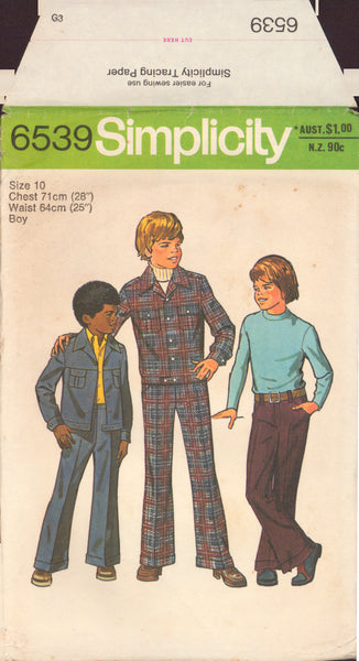 Simplicity 6539 Sewing Pattern, Boys' Jacket and Pants, Size 10, Cut, Complete
