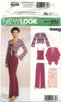 New Look 6543 Tie Front Cardigan, Poncho, Camisole and Pants in Two Lengths, Uncut, Factory Folded Sewing Pattern Multi Size 8-18