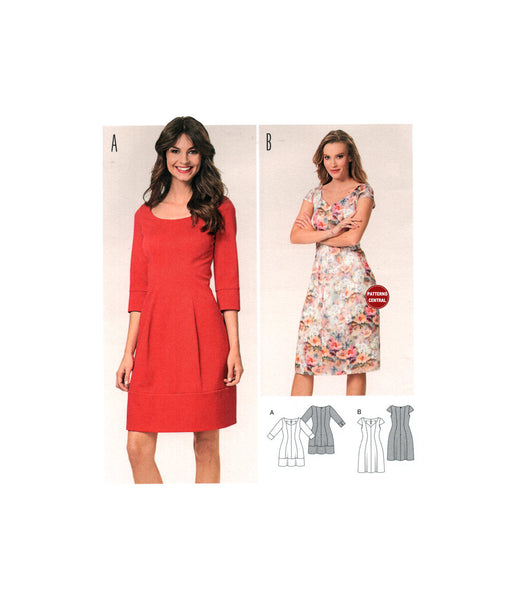 Burda 6577 Fitted, Princess Seam Dress with Cap or Three Quarter Length Sleeves, Uncut, Factory Folded, Sewing Pattern Size 8-20