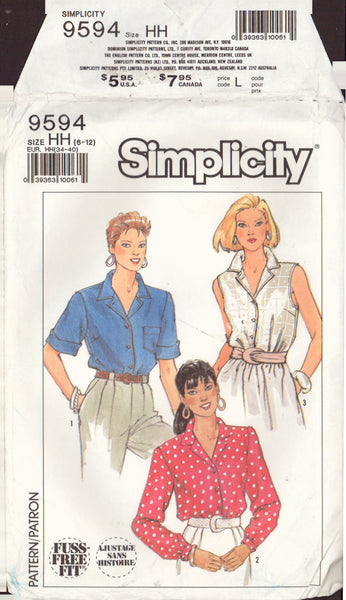 Simplicity 9594 Sewing Pattern, Shirts, Size 6-12, Cut, Complete