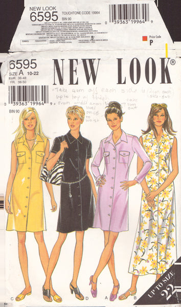 New Look 6595 Sewing Pattern, Dresses, Size 10-12-14, Cut, Complete
