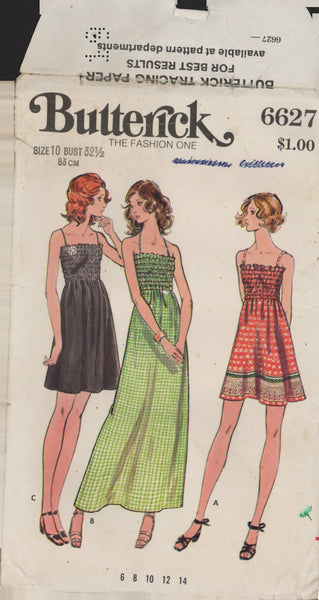 Butterick 6627 Sewing Pattern, Dress, Size 10, Cut, Complete
