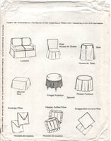 McCall's 6663 Chair, Pillows, Loveseat, Footstool and Table Covers, Uncut, Factory Folded Sewing Pattern
