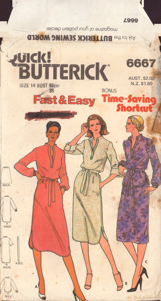 Butterick 6667 Sewing Pattern Dress Top Skirt Belt Size 14 Uncut Factory Folded