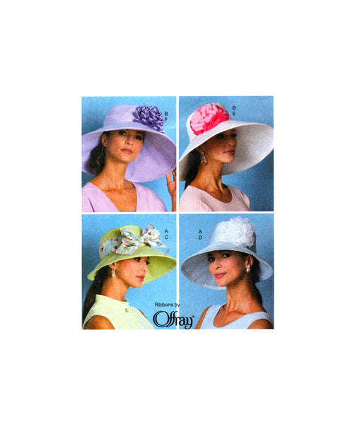Butterick 6671 Ladies' Hats in Two Styles, Uncut, Factory Folded Sewing Pattern Size S-L