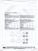 Butterick 6671 Ladies' Hats in Two Styles, Uncut, Factory Folded Sewing Pattern Size S-L