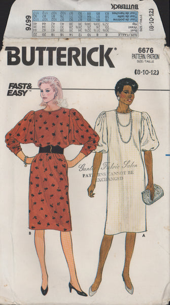 Butterick 6676 Sewing Pattern, Dress, Size 10, Cut, Complete