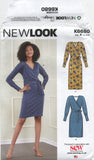 New Look 6680 Mock Wrap Knit Dress with Tie Belt, Uncut, Factory Folded, Sewing Pattern Size 6-18