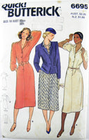 Butterick 6695 Loose Fitting Lined Jacket and Button Front Dress, Uncut, Factory Folded, Vintage Sewing Pattern Size 10