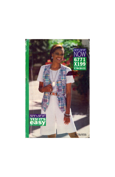 See&Sew 6771 Women's Vest and Shorts, Uncut, Factory Folded Sewing Pattern Size 18-20-22