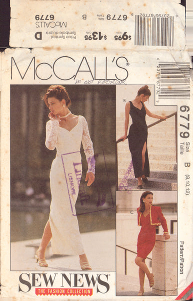 McCall's 6779 Sewing Pattern, Bolero and Dress, Size 8-10-12, Partially Cut, Complete