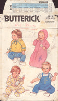 Butterick 6813 Sewing Pattern Infants' Jacket, Bunting, Jumpsuit, Overalls &amp; Toy, Size S-M-L, Cut, Complete