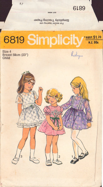 Simplicity 6819 Sewing Pattern, Girl's Dress, Cut, Complete