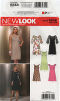 New Look 6848 Sleeveless or Bishop Sleeve Dress, Uncut, Factory Folded, Sewing Pattern Size 8-18