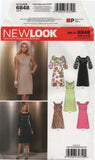 New Look 6848 Sleeveless or Bishop Sleeve Dress, Uncut, Factory Folded, Sewing Pattern Size 8-18