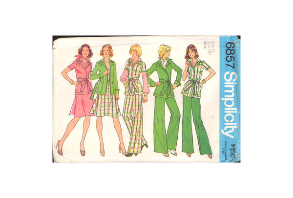Simplicity 6857 Front-Wrap Jacket, Skirt and Pants, Uncut, Factory Folded, Sewing Pattern Size 12 Bust 34