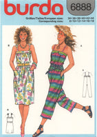 Burda 6888 Sundress or Jumpsuit, Uncut, Factory Folded Sewing Pattern Multi Size 8-18