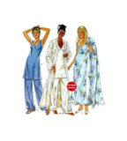 New Look 6929 Deep V-Neckline Nightgown in Two Lengths, Robe and Pants, Uncut, Factory Folded Sewing Pattern Multi Size 30.5-38