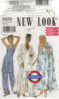 New Look 6929 Deep V-Neckline Nightgown in Two Lengths, Robe and Pants, Uncut, Factory Folded Sewing Pattern Multi Size 30.5-38