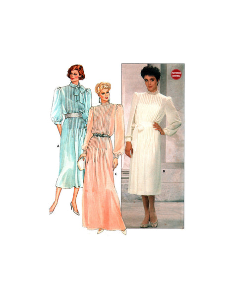 Butterick 6945 Front Tucked Dress and Slip in Two Lengths, Uncut, Factory Folded, Sewing Pattern Size 12