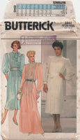 Butterick 6945 Front Tucked Dress and Slip in Two Lengths, Uncut, Factory Folded, Sewing Pattern Size 12