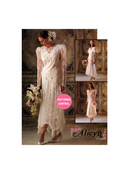 McCall's 6948 Bridal Gowns and Bridesmaid Lace Dresses with Hemline Variations, Uncut, Factory Folded Sewing Pattern Size 10 or 16