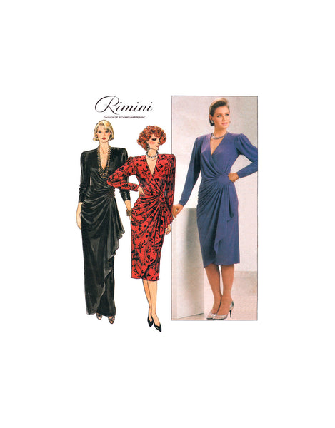 Butterick 6951 Rimini Evening Wrap Dress with Draped Pleated Front, Uncut, Factory Folded Sewing Pattern Size 10