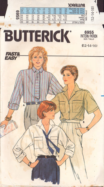 Butterick 6955 Sewing Pattern, Blouse Tie, Size 12, Neatly Cut, Complete