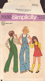 Simplicity 7032 Sewing Pattern, Girls' Jumper and Overalls, Size 4, Partially Cut, Complete