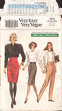 Vogue 7074 Sewing Pattern, Misses' Skirt & Pants, Size 12-14-16, Uncut