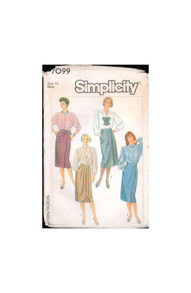 Simplicity 7099 Set of Below Knee Length Skirts with Style Variations, Uncut, Factory Folded, Sewing Pattern Size 10