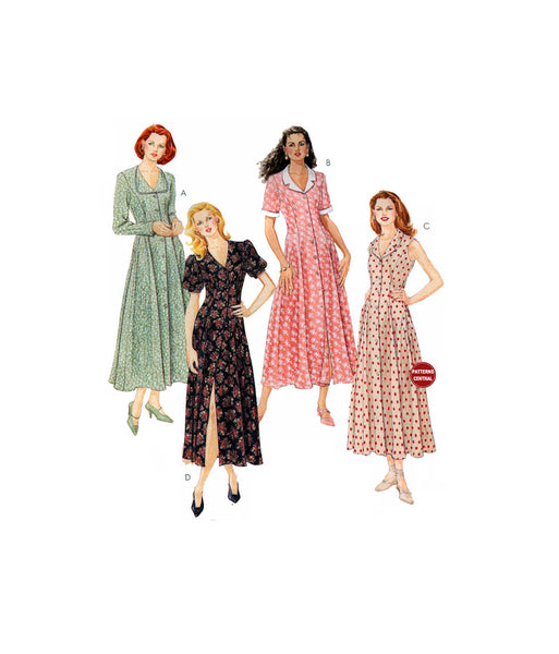 McCall's 7104 Princess Seam Fit and Flare Dress with Button Front and Sleeve Variations, Uncut, Factory Folded, Sewing Pattern Size 20-24