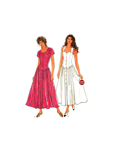 Simplicity 7143 Front Button Closing Dress with Cap Sleeves or Shoulder Straps, Uncut, Factory Folded, Sewing Pattern Size 8-20